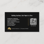 Moderne Algemene Aannemer Zwart Goud QR-code Visitekaartje (Achterkant)