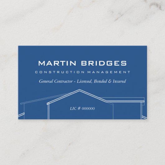 Moderne algemene constructie blauwdruk visitekaartje (Voorkant)