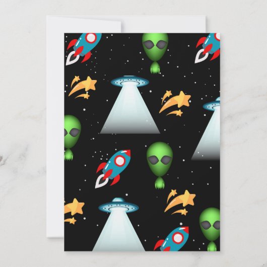 Moderne Alien Verjaardag uitnodiging (Achterkant)