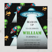 Moderne Alien Verjaardag uitnodiging (Voorkant / Achterkant)