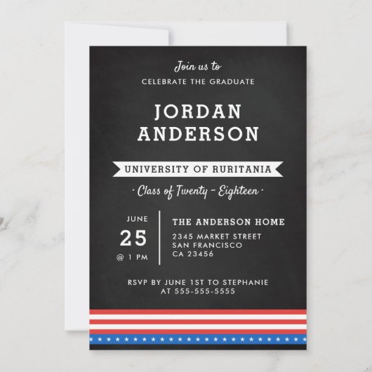 Moderne All American Custom Photo Graduation Party Kaart (Achterkant)