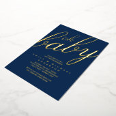 Moderne All-in-1 GOLD FOIL Blue BABY SHOWER Folie Uitnodiging (Gedraaid)