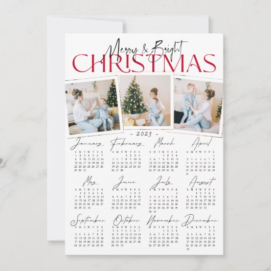 Moderne All-in-One 3-fotosessie en agenda 2023-fee Feestdagenkaart (Voorkant)