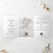 Moderne All In One Details RSVP QR Code Trouwen Drieluik Uitnodiging (Binnen)