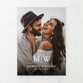 Moderne All In One Details RSVP QR Code Trouwen Drieluik Uitnodiging (Cover)