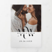 Moderne All In One Details RSVP QR Code Trouwen Drieluik Uitnodiging (Cover)