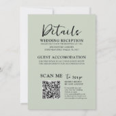 Moderne All-in-One Eucalyptus Green Gold Wedding Kaart (Achterkant)