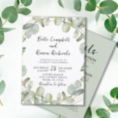 Moderne All-in-One Eucalyptus Green Gold Wedding Kaart
