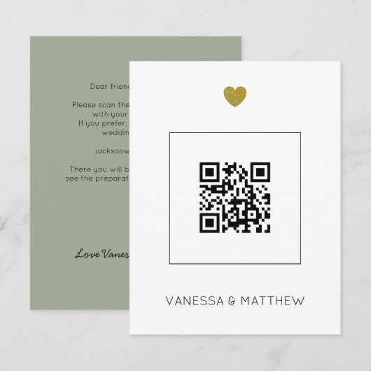 Moderne All in One Sage QR Code Budget Bruiloft (Voorkant / Achterkant)