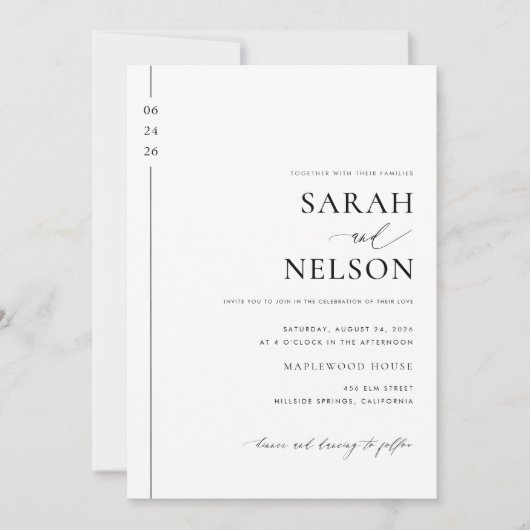 Moderne All In One Trouwuitnodiging Met QR Code Kaart (Voorkant)