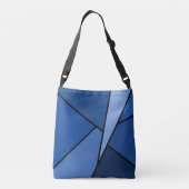 Moderne all-over-print blauwe geometrische vormen crossbody tas (Achterkant)
