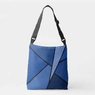 Moderne all-over-print blauwe geometrische vormen crossbody tas