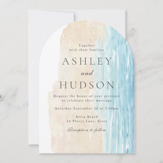 Moderne All Seasons Beach Boho Boog bruiloft Kaart (Voorkant)