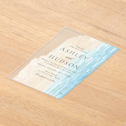 Moderne All Seasons Beach Wedding Acryl Uitnodigingen (Laagn)
