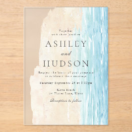 Moderne All Seasons Beach Wedding Acryl Uitnodigingen