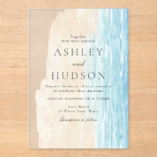 Moderne All Seasons Beach Wedding Acryl Uitnodigingen