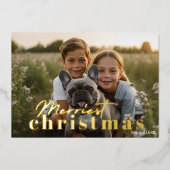 Moderne Allerfeestelijkste Kerstmis Minimal 1 Foto Folie Feestdagenkaart (Voorkant)