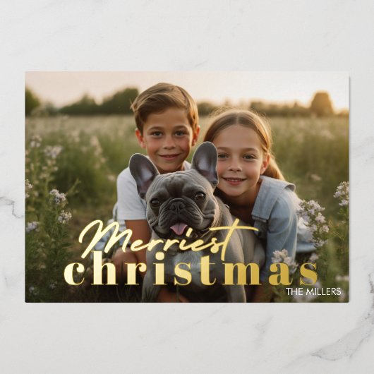 Moderne Allerfeestelijkste Kerstmis Minimal 1 Foto Folie Feestdagenkaart (Voorkant)