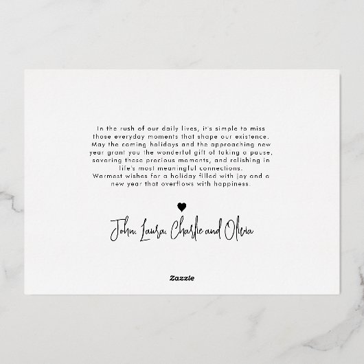 Moderne Allerfeestelijkste Kerstmis Minimal 1 Foto Folie Feestdagenkaart (Achterkant)