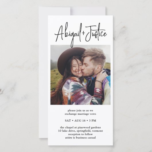 Moderne alles-in-één QR RSVP foto bruiloft uitnodi Aankondiging (Voorkant)