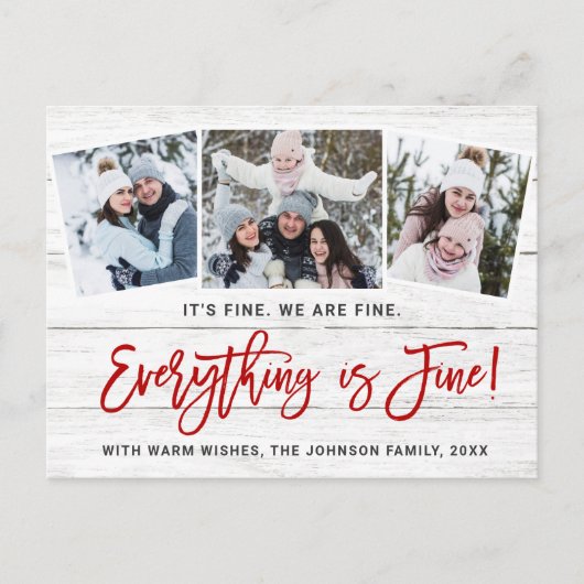 Moderne Alles is fijn kerstfeest 3 foto Briefkaart (Voorkant)