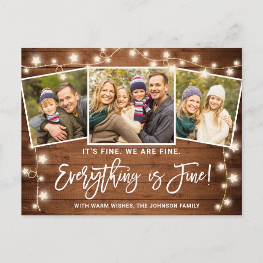 Moderne Alles is fijn kerstfeest 3 foto Briefkaart (Voorkant)