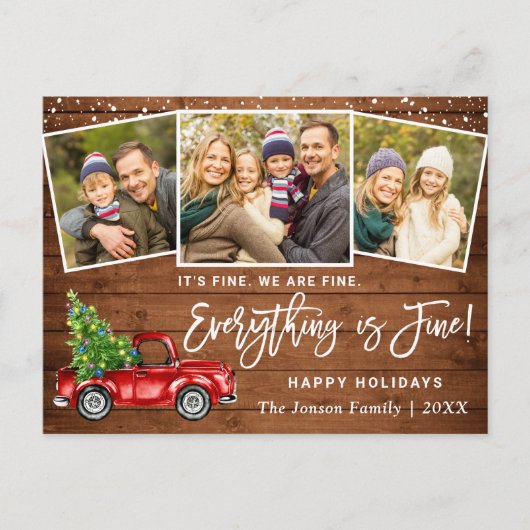 Moderne Alles is fijn kerstfeest 3 foto Briefkaart (Voorkant)