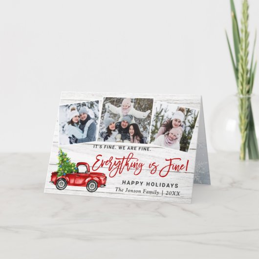 Moderne Alles is fijn kerstfeest 3 foto Feestdagen Kaart (Voorkant)