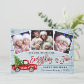 Moderne Alles is fijn kerstfeest 3 foto Feestdagenkaart (Staand voorkant)