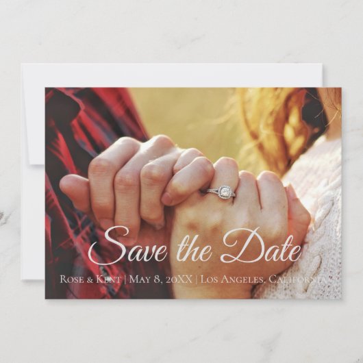 Moderne alles over foto | Zwarte witte Rozen Patro Save The Date (Voorkant)