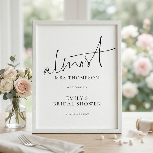 Moderne Almost Mrs Welkom bij Bruidsfeest Poster