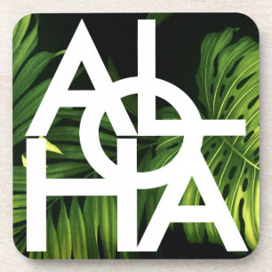 Moderne Aloha Palm Hawaï Eiland Sfeer Bier Onderzetter