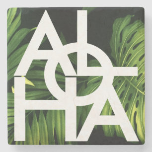 Moderne Aloha Palm Hawaï Eiland Sfeer Stenen Onderzetter