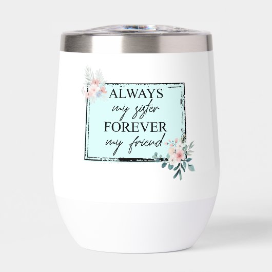 Moderne 'Altijd mijn zus' Quote Waterfles (Voorkant)