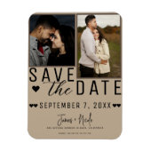 Moderne amandel Beige Save the Date 2 Foto Bruilof Magneet (Verticaal)