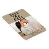 Moderne Amandel Beige Save the Date Trouwfoto Magneet (Rechterzijde)