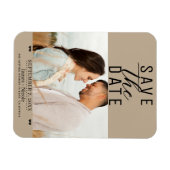 Moderne Amandel Beige Save the Date Trouwfoto Magneet (Horizontaal)