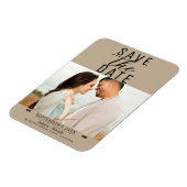 Moderne Amandel Beige Save the Date Trouwfoto Magneet (Linkerzijde)