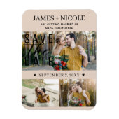Moderne Amandelbisque Save the Date Wedding 3 Foto Magneet (Verticaal)