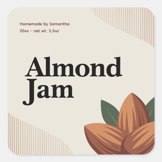 Moderne amandeljam label sticker (Voorkant)