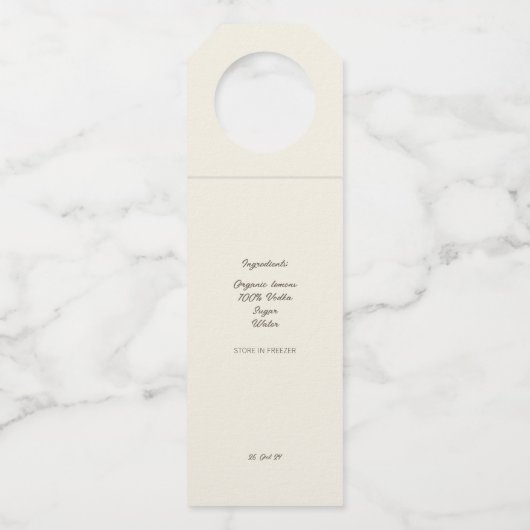 Moderne ambachtelijke ambachtelijke citroen bruilo flessenhanger (Achterkant)