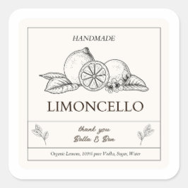 Moderne ambachtelijke citroen bruiloft Limoncello Vierkante Sticker