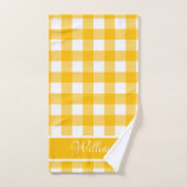 Moderne Amber Geel Witte Buffalo Checks Bad Handdoek (Handdoek)