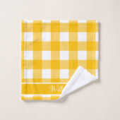 Moderne Amber Geel Witte Buffalo Checks Bad Handdoek (Wasdoekje)