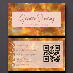 Moderne Amber Opal QR-code Visitekaartje