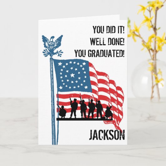 Moderne American Personalized Army Afstuderen Card Kaart (Gele Bloem)