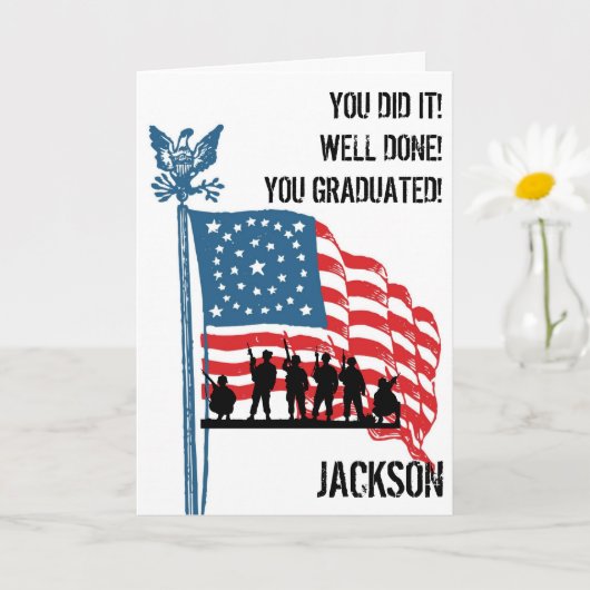 Moderne American Personalized Army Afstuderen Card Kaart (Kleine Plant)