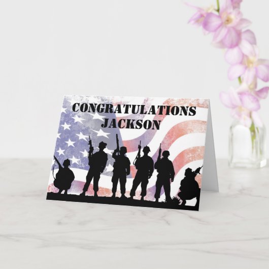 Moderne American Personalized Army Afstuderen Card Kaart (Orchidee)