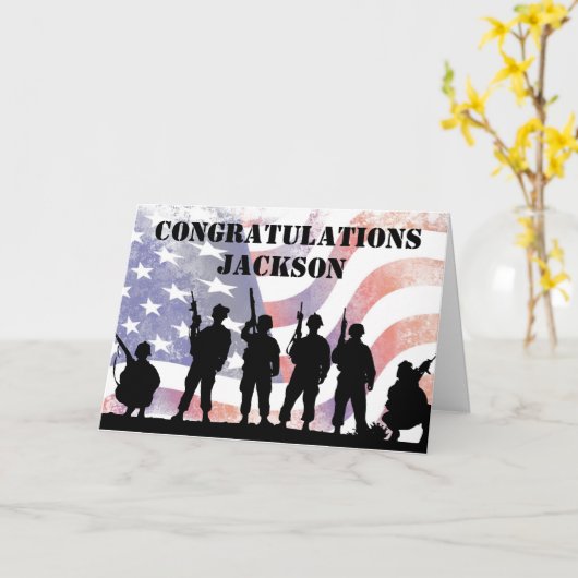 Moderne American Personalized Army Afstuderen Card Kaart (Gele Bloem)
