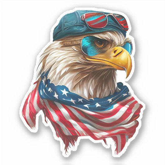 Moderne Amerikaanse adelaar stoere ruiter Sticker (Voorkant)